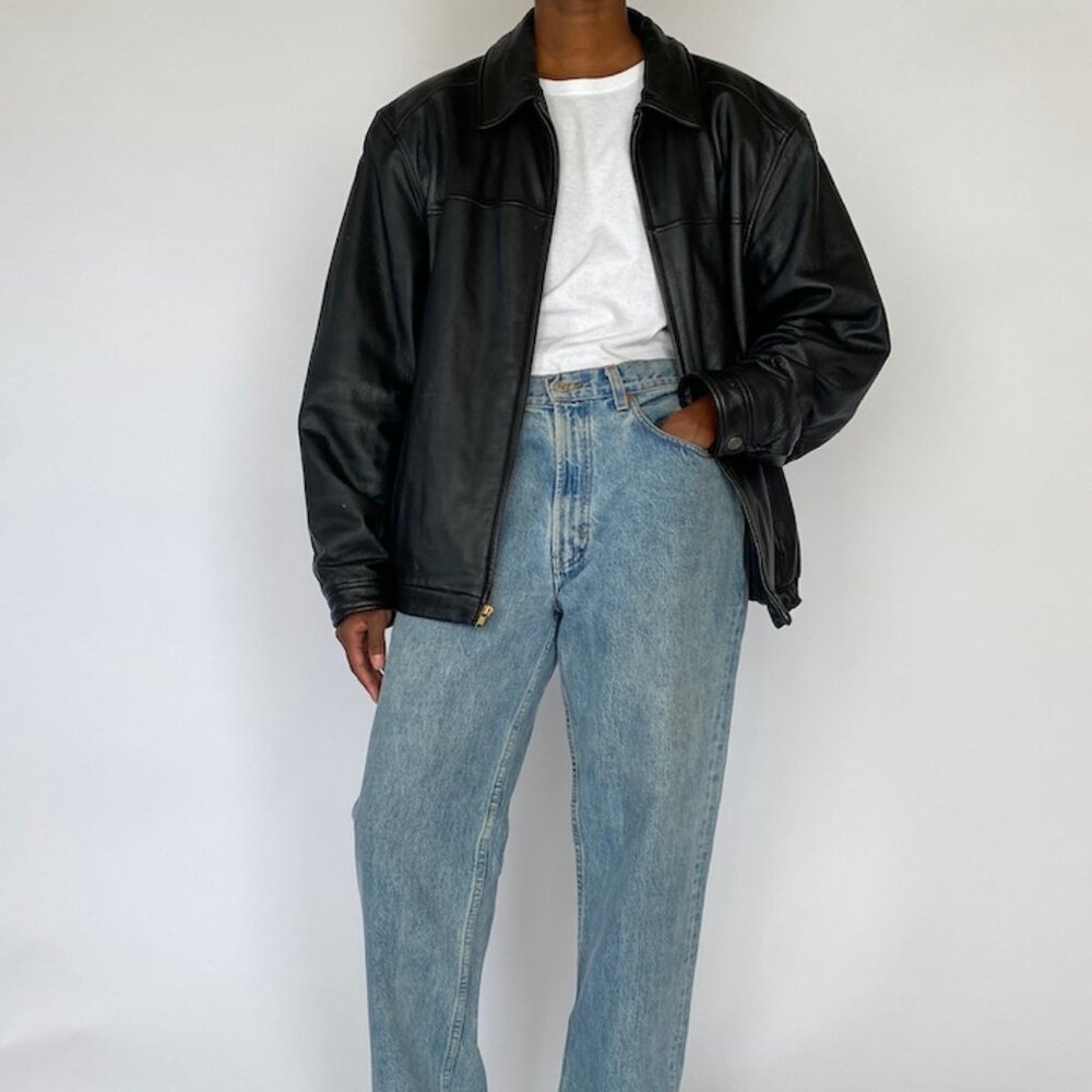 VINTAGE OVERSIZED BLACK LEATHER JACKET